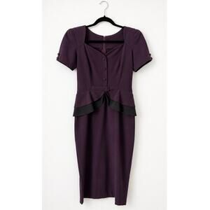 Stop Staring! Purple Peplum Pencil Dress Size M